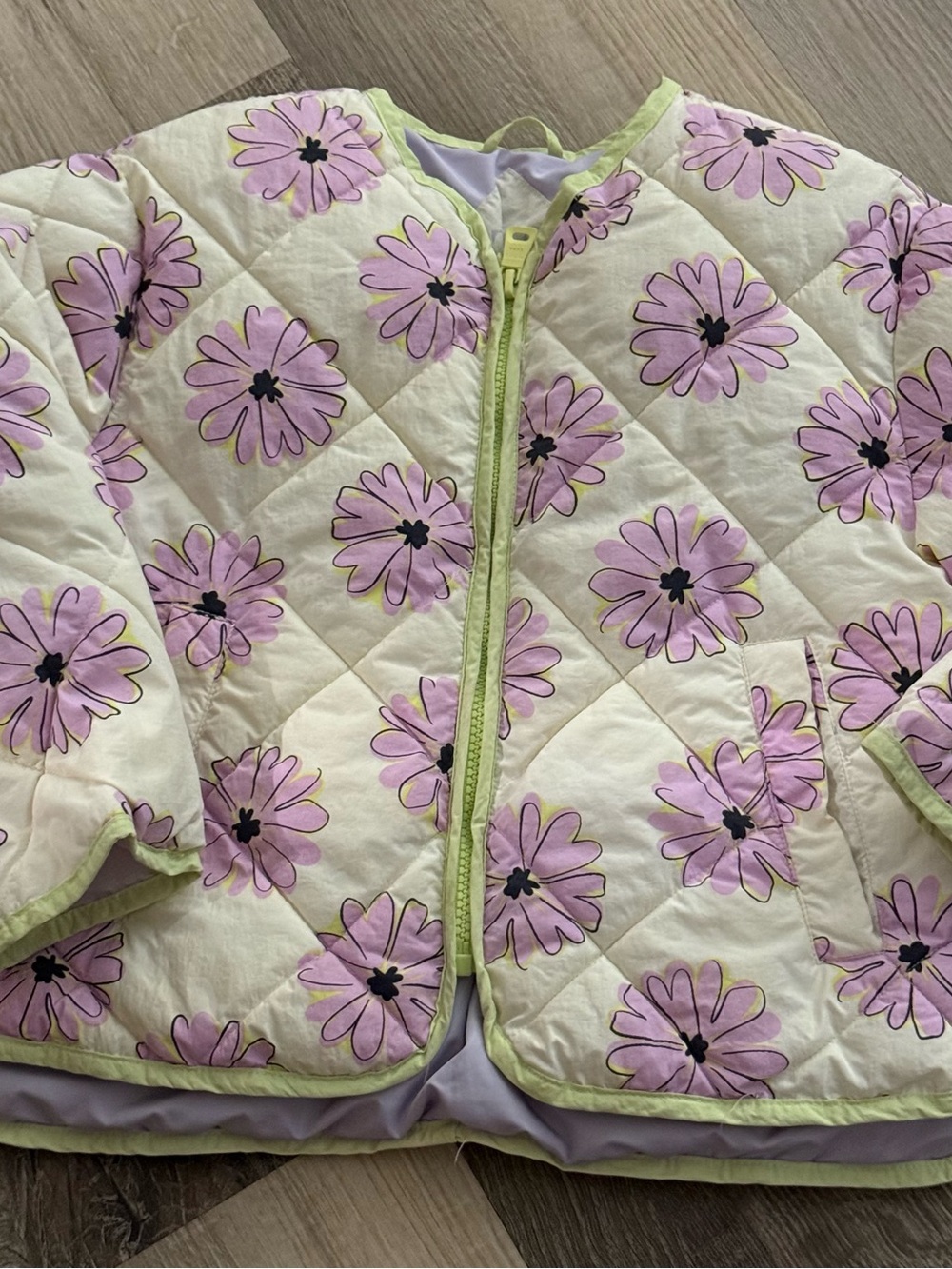 ZARA Kids Quilted Floral Jacket - Pink Daisy Print